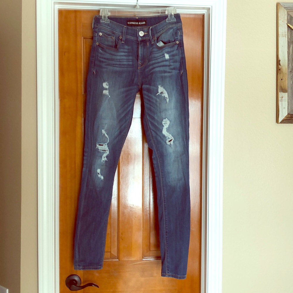 Blue Distressed Skinny Jeans